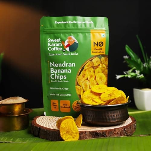 Sweet Karam Coffee Nendran Banana Chips – 200 grams | Made with 100% Coconut Oil | No Preservatives | Kerala Special Crispy, Thin Sliced Yellow Plantain Wafers | Healthy Tea Time Snack — image 3