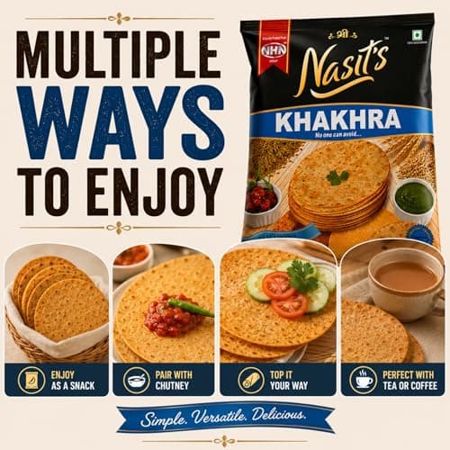 Nasit's Khakhra, Crispy Roasted Gujarati Snack, Multiple Flavors, Tea-Time Ready to Eat, 200g (Chilli Coriander) — image 7