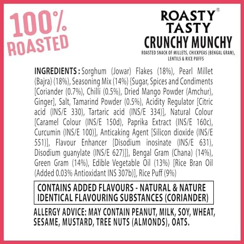 Roasty Tasty Crunchy Munchy 200g (Pack of 2) | Healthy Snack | No Onion No Garlic | Ideal Millet Namkeen for Kids & Adults | Low Calorie Snacks - Roasted Namkeen - No Cholesterol, No Transfat Diet Mixture in Peri Peri Masala | Millet Snacks Items — image 3