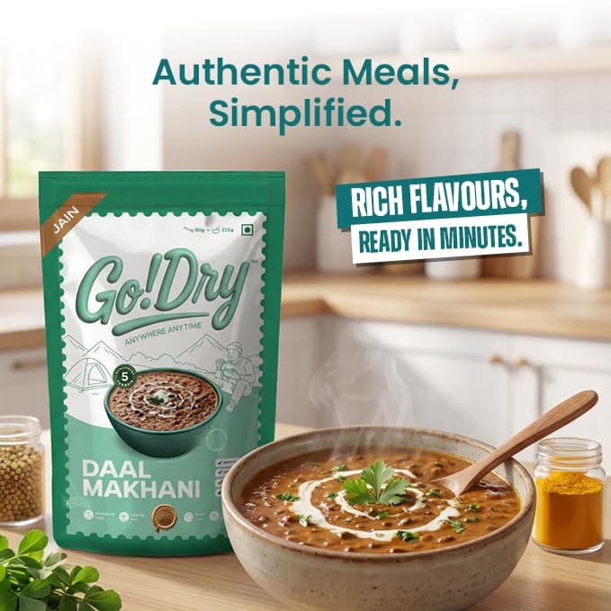 Go!Dry Jain Dal Makhani Rice Combo | Ready to Eat Indian Meal | No Onion No Garlic | No Preservatives & No Palm Oil | 80g — image 4