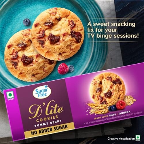 Sugar Free D’Lite Yummy Berry Cookies | Zero Added Sugar | Made with Oats & Quinoa 150g — image 5