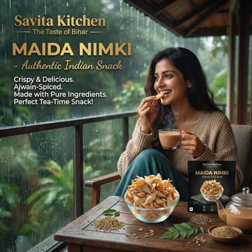 Savita Kitchen Authentic Maida Nimki (Namak Para) | Crispy Indian Tea-Time Snack | Bihar Style Homemade Namkeen | Ajwain Spiced, No Artificial Flavors | 400g — image 7
