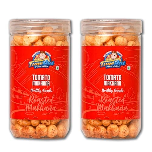 Time Out Popcorn Tomato Jain Roasted Makhana, Fasting Friendly, Plant-Based, Gluten-Free Snack, Pack of 2 x 70g