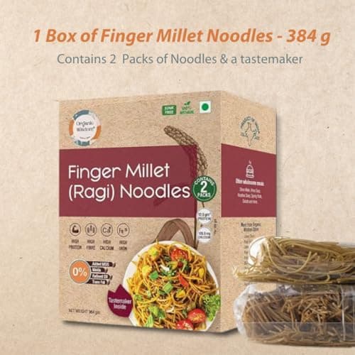 Organic Wisdom Ragi Noodles (Finger Millet) | Healthy Millet Noodles, Pack of 2 – 192g Each | No Maida, Not Fried, Sun Dried | No MSG, No Junk | High Calcium, Iron & Protein | Tastemaker Inside — image 7