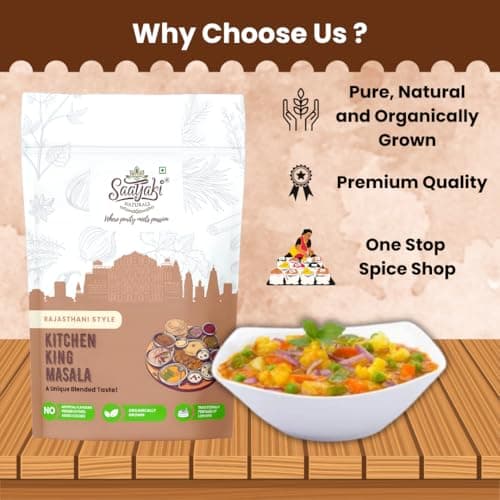 Saatyaki Naturals Kitchen King Masala - 100gm| Authentic Indian Spice Blend for Curries, Sabji and Daily Cooking|Homemade Style, Freshly Grounded Aromatic Masala with No Preservatives — image 3
