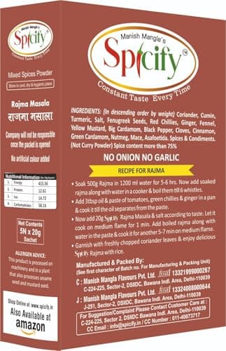 Spicify Rajma Masala - 100g | Ready to Use Instant Spice Mix | No Onion No Garlic No MSG | Authentic & Natural Spice Blend — image 3