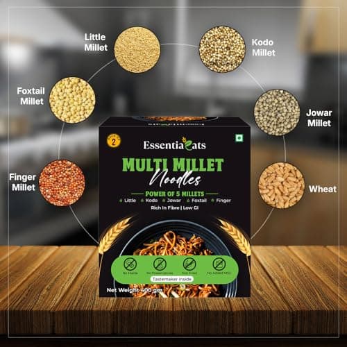 Essentiaeats Multi Millet Hakka Noodles Includes Tastemaker 400g Pack of 2, No Maida Not Fried No Preservatives No MSG Healthy Noodles Ready to Cook — image 3