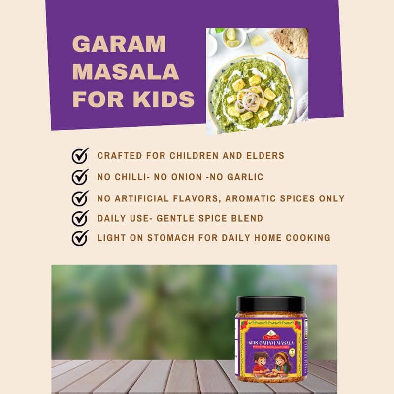 Marwar Garam Masala - 200gm Mild Spice Blend | No Chili | Easy to Digest | 100% Natural | Specially Crafted for Children & Family Meals | Perfect for Khichdi, Dal, Paneer, Sabzi & Soups- Jar Pack — image 4