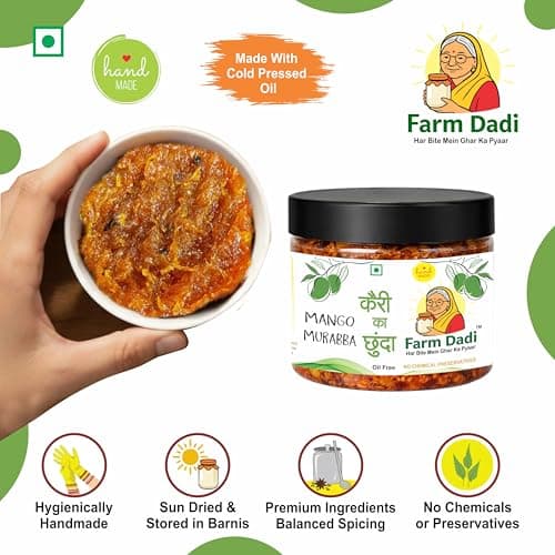 FarmDadi Mango Chunda Chutney 350g | Sweet & Tangy Aam Chunda (Aam Murabba Style) | Homemade Traditional Pickle | Oil-Free | No Chemical Preservatives — image 2