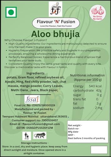 FLAVOUR N FUSION Aloo Bhujia Namkeen | Crispy and Crunchy Savoury Snack | NO Onion NO Garlic | Handmade and Hygienically Prepared | No Artificial Colors or Flavours | Freshly Packed | 500 gm — image 4