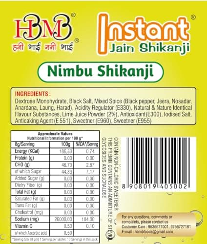HBMB Original Instant Jain Shikanji | 1- Minute Ready to Mix Lemon Drink Premix | Authentic Jain Shikanji Summer Refreshment, 1 Pack — image 3