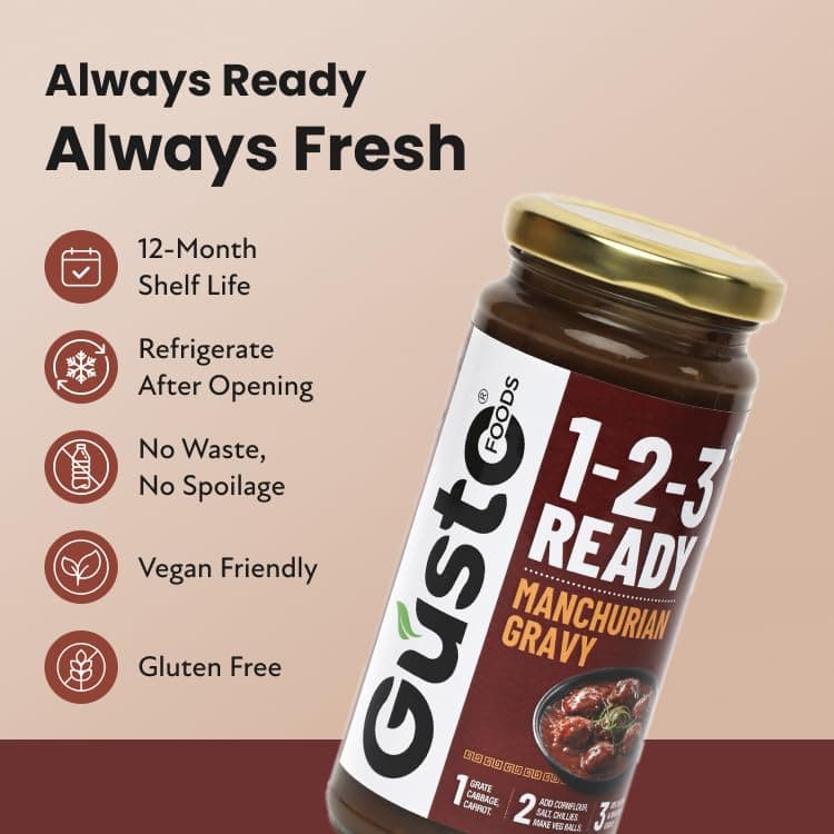 Gusto Foods Ready to Cook Manchurian Gravy - 250gm | Indo-Chinese | Resturant like Chinese at Home | Ready to Cook in 3 Easy Steps | Gravy or as even Dip/Chutney — image 7