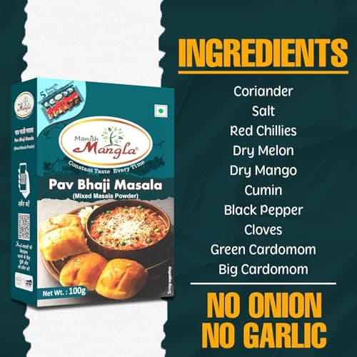 Manish Mangla Pav Bhaji Masala 100g | Mixed Masala Powder with 5 Fresh Sachets | Authentic Street Style Pav Bhaji Taste | Rich Aroma Spice Blend for Easy Cooking — image 5