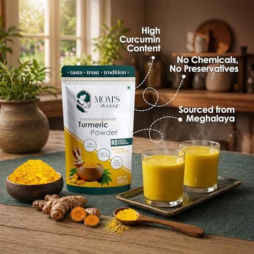 Mom’s Mixes Turmeric Powder (Haldi) | High Curcumin | Pure & Natural | No Preservatives | No Onion No Garlic (Jain Friendly) | Meghalaya Haldi | 100g — image 6