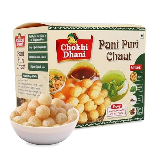 Chokhi Dhani Pani Puri Chaat Kit with Mint & Coriander Chutney (210g) & Tamarind Chutney (250g) | Crispy Flat Puris, Pudina Pani & Imli Chutney | No Onion No Garlic — image 7