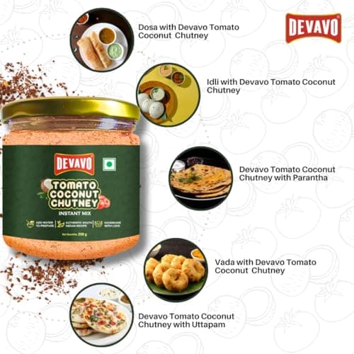 Devavo Tomato Coconut Chutney Powder | Just Add Water to Prepare | Authentic South Indian Recipe | No Onion & Garlic | No Artificial Colour & Flavour | No Preservatives (200 g) — image 5