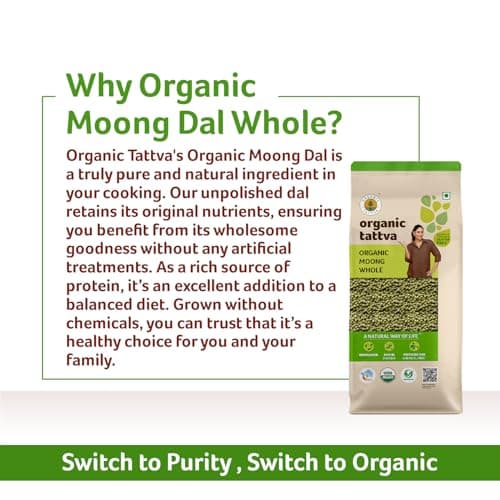 ORGANIC TATTVA , Organic Moong Whole/Sabut Moong Dal, Rich In Protein | Naturally Gluten Free And Unpolished | Pesticide And Chemical Free, 500 Gram — image 7