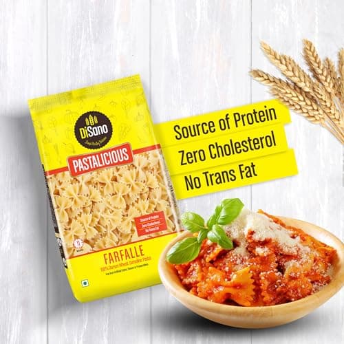 DiSano Farfalle Pasta 500g, Healthy Pasta, Made with 100% Durum Wheat Semolina, 100% Suji, No Maida, Source of Protein & Fibre, Non-Sticky — image 5