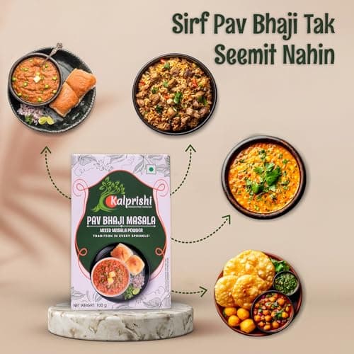 KALPRISHI Pav Bhaji Masala Powder 100g - Authentic Mumbai Street Style Masala, Spicy Tava Mix for Pav Bhaji, Snacks, Tadka & More, Natural Oils, No Preservatives, Rich Aroma & Taste, Pack of 1 — image 5