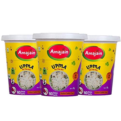 Amajain Instant Sattvik Poha 70g Pack of 3 Ready to Eat Jain Friendly No Preservatives and Amajain Instant Sattvik Upma 70g Pack of 3 Ready to Eat Jain Friendly No Preservatives — image 5