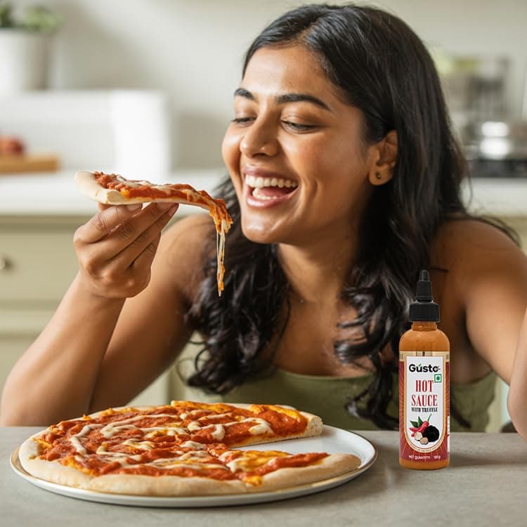 Gusto Foods Truffle Hot Sauce - 120 grams | Spicy Hot Pepper Blend Infused with Luxurious Truffle Flavor | Vegan & Gluten-Free | Elevate Your Dishes with Gourmet Flavor — image 4