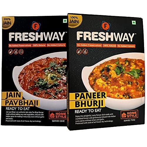 Freshway Ready to Eat Jain Combo Pav Bhaji & Paneer Bhurji Pack of 2 | Freeze Dried Instant Jain Meals | No Onion No Garlic | 100% Vegetarian | Quick, Healthy & Travel Friendly Indian Food — image 3