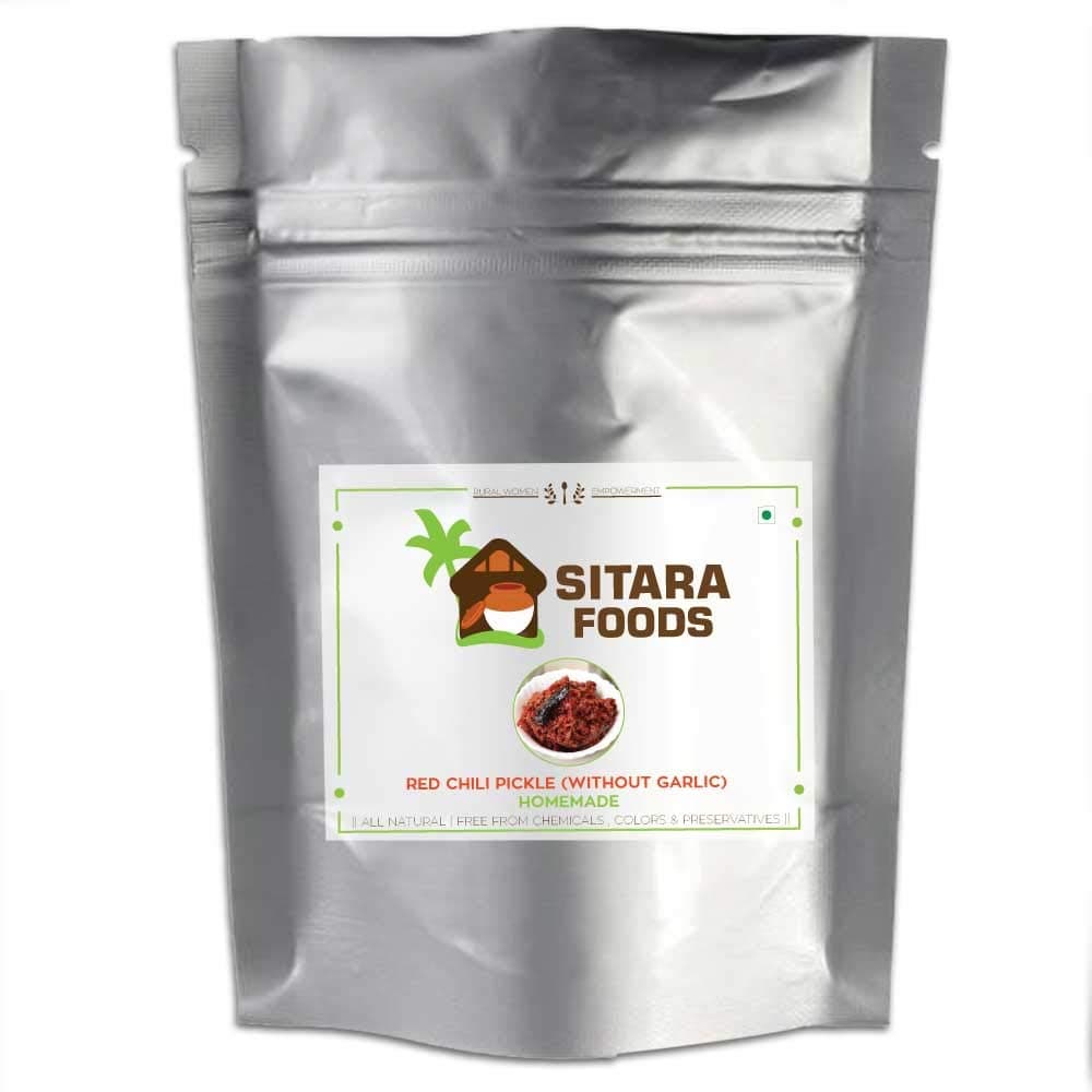 Sitara Foods Jain Green Tamarind Pickle Without Garlic Chinthakaya Thokku Aachar Home Made 500 Grams Pack — image 3
