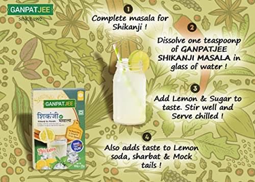 Ganpatjee Fresh Nimbu Lemon Shikanji Masala Powder Great Taste & Refreshing,250G | PACK OF 125G x 2 | — image 3