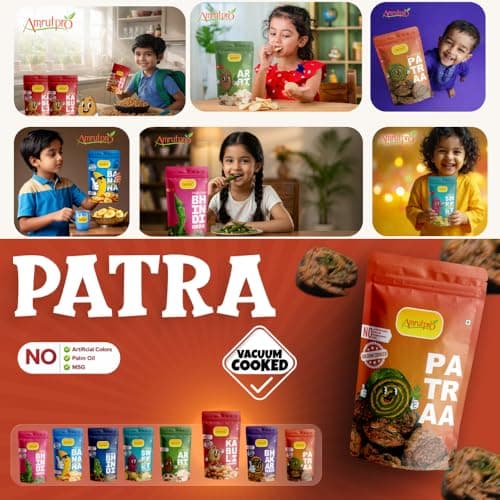 AmrutPro Patra | 3 Pack Combo | Vacuum Cooked Traditional Snack | Crispy Texture | No Palm Oil | No Artificial Colours | No Preservatives — image 3