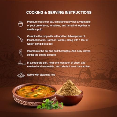 Panchabhootani Sambar Powder 200g : South Indian Authentic Flavour,Easy Digestion - Vegan, No Garlic, No Onion,Delicious Sambar At Home, No Preservatives — image 4