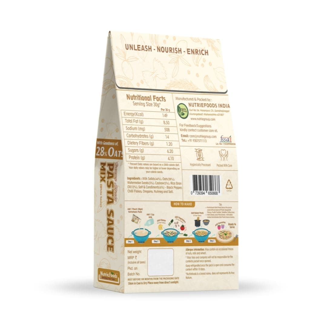 Nutriefoods Oats Pasta Sauce Mix, 180g, With 28% Oats and 10% Nuts and Seeds, No Additives — image 2