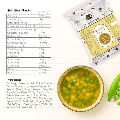 D'aromas Instant Mix Veg Soup 10Kg, Instant Premix Powder With No Onion & No Garlic, Instant Mix Powder, Veg Soup, No Artificial Flavour & Colour (Each 500gm) (Pack Of 20) — image 2