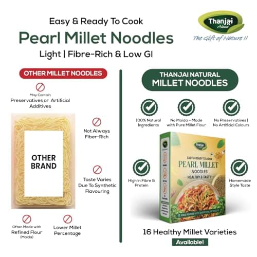 Thanjai Natural Pearl Millet Noodles 180 Grams X 2 (360 Grams) of Homemade Natural Noodles (No Preservatives, No Chemicals, No Artificial Extract) — image 6