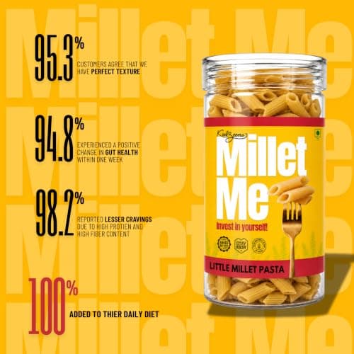 Millet Me by Kuizeens Little Millet Pasta - 230g ( Pack Of 2 ) | No Maida | High Fiber Vegan Pasta |Protein & Fiber-Rich | Gluten-Free Delight | low-carb diets | Easy-to-Make | No MSG | No Preservatives|Jain | No Onion & Garlic — image 5