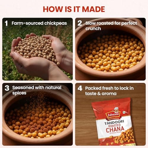 Jabsons Roasted Chana Tandoori Flavour - 140gm With No Onion & Garlic | Desi Roasted Namkeen Snacks| Gluten-Free Crunchy Protein Snack | Tandoori Bhuna Chana - Ready to Eat — image 6