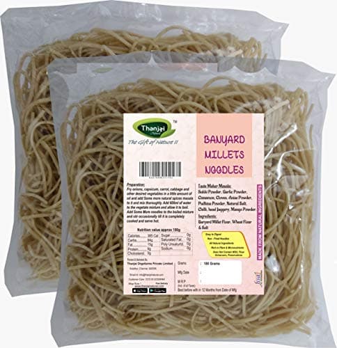 Thanjai Natural Barnyard Millet Noodles 180 Grams X 2 (360 Grams) Of Homemade Natural Millet Noodles(No Preservatives, No Chemicals, No Artificial Extract), Vegetarian