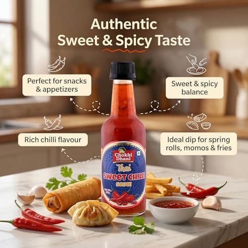 Chokhi Dhani Thai Sweet Chilli Sauce 250g | Sweet & Spicy Dipping Sauce | Perfect for Momos, Spring Rolls, Fries, Noodles & Burgers | Asian Sauce Dimsums, Sushi, Wraps & Rolls, Thai Rice Bowls, Bao Buns, Fried Rice | Sweet Chilli Dip — image 4