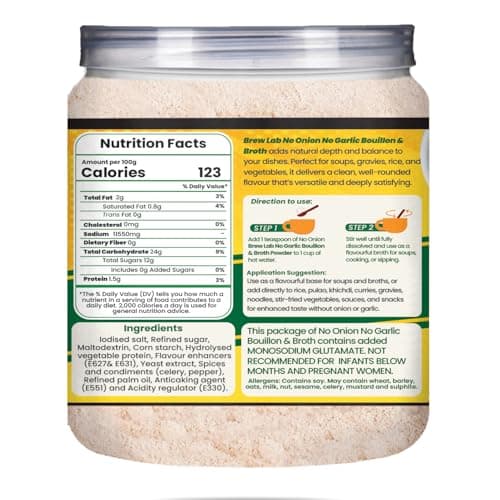 Brew Lab No Onion No Garlic Bouillon & Broth Powder, 250g | Instant Vegetable Stock | Plant-Based | Jain-Friendly | Umami Seasoning for Soups, Gravies & Cooking — image 2