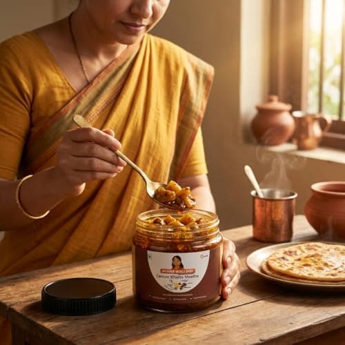 Achar Wali Didi Lemon Khatta Meetha Pickle | Homemade Oil-Free Nimbu ka Achar with No Onion or Garlic | Traditional Lemon Chunda Style Sweet & Sour Pickle | Didi's Taste, Indian (500g) — image 5