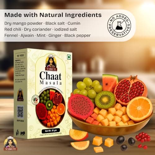 Nairuti Vyutpadan Chat Masala (Jain Friendly) 50g | No Onion No Garlic | Tangy & Spicy Chaat Masala Powder | Sprinkle for Fruits, Salads, Snacks & Street Style Flavour | No Preservatives — image 4