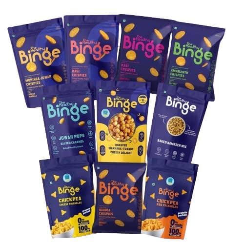 The Healthy Binge Ultimate 10 Assorted Healthy Snacks Combo – Millet Snack Combo | Baked Snack Variety Pack | Healthy Snacks for Kids and Adults (Pack of 10)