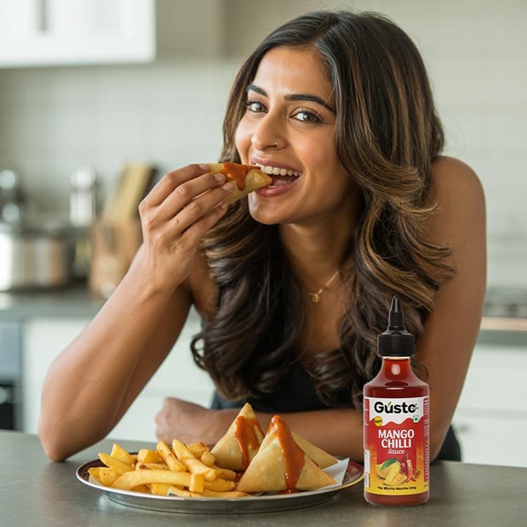 Gusto Foods Mango Chilli Sauce 480gm (Pack of 2) | Sweet and Sour Mango Sauce | Aam Chutney | Khatta Meetha Pickled | Blend of Ripe Mangoes & Red Chillies | Salad Dressing, Dipping Sauce & Seasoning — image 3
