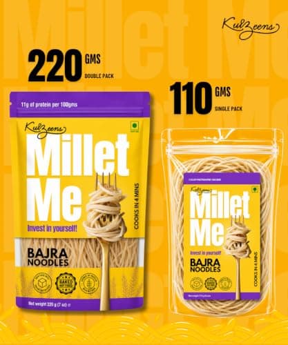 Millet Me by Kuizeens Bajra - 220g | Pearl Millet | Diabetic Friendly |Gluten-Free Noodles | High Fiber & Protein | Vegan & Diabetic-Friendly | Heart Healthy | Traditional Pearl Millet Noodles for Wholesome Meals | Jain | No Onion & Garlic — image 3