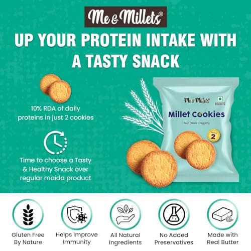 ME & MILLETS Cookies - Ragi Twist (Pack of 3, Each 75g) - Delicious Millets Biscuits, Rich In Protein & Fiber, Healthy Tea Snack (Jain Friendly) — image 6