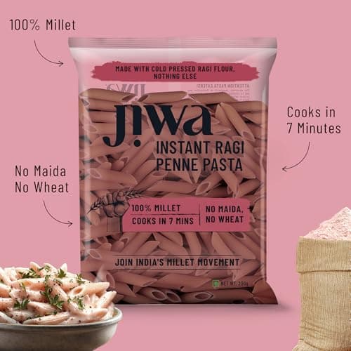 Jiwa Instant Ragi Penne Pasta | 200 G | Cooks in 7 minutes | Ready to Cook | 100% Millet | No Maida, No Atta | Gluten Free — image 4