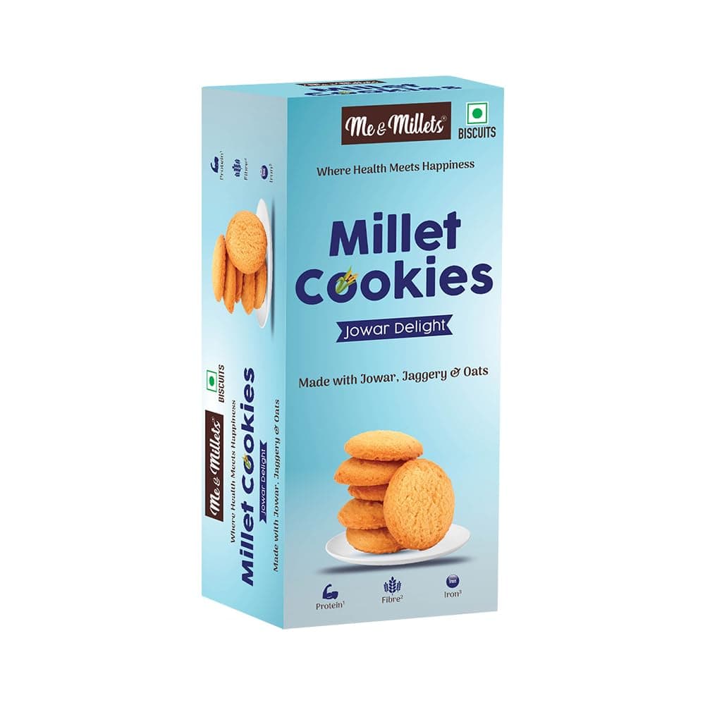 ME & MILLETS Cookies Jowar Delight (75g X 3) - Delicious Millets Biscuits, Rich In Fiber & Protein, Healthy Tea Snack (Jain Friendly) — image 10
