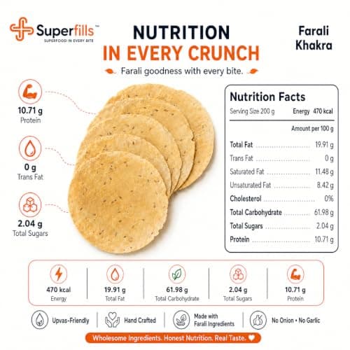 Superfills Farali Khakhra 200g Pack of 2 - Vrat Upvas Fasting Khakra Snack — image 2