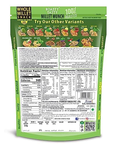 Roasty Tasty Millet Munch Chatpata 340g - Gluten Free Healthy Snacks | Ideal for Weight Management | Cholesterol-Free Millet Namkeen — image 2