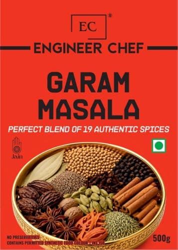 Engineer Chef Garam Masala, Perfect Blend of 19 Authentic Spices, No Preservatives, 500g