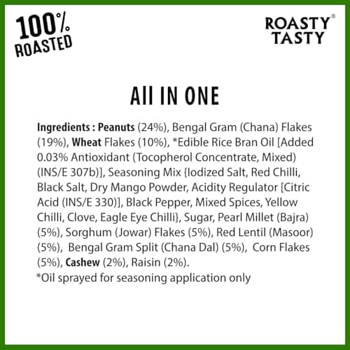 Roasty Tasty All in One | No Onion No Garlic Roasted Namkeen Mix | Healthy Indian Snack with Peanuts, Millets, Dry Fruits 125g x 3 Packs — image 3
